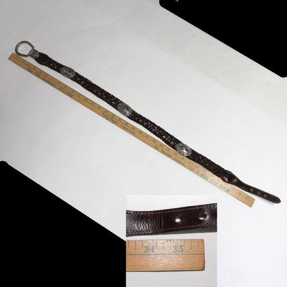 Women's Western Style Silver Tone Buckle & Accents Braided Belt - Picture 3 of 15